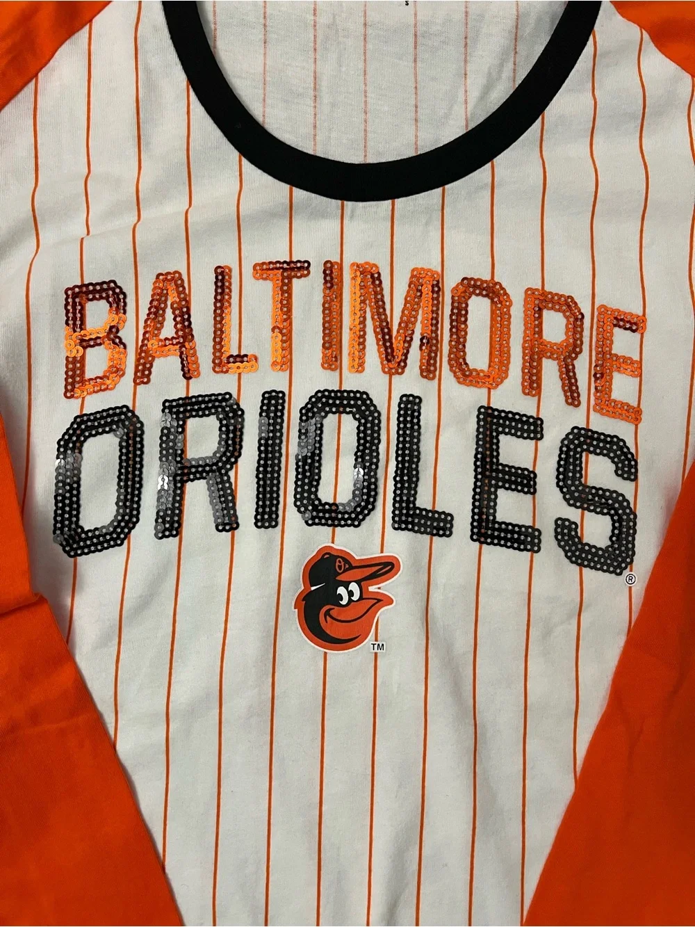 New Era Baltimore Orioles women’s sequin jersey sz S NWT